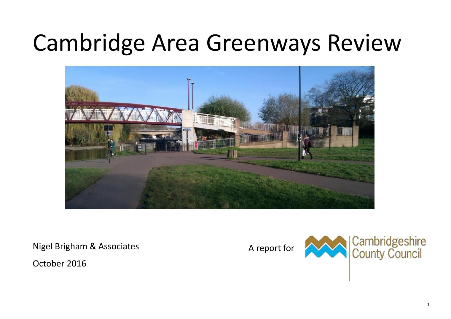 Cover of the Cambridge Area Greenways Review, October 2016