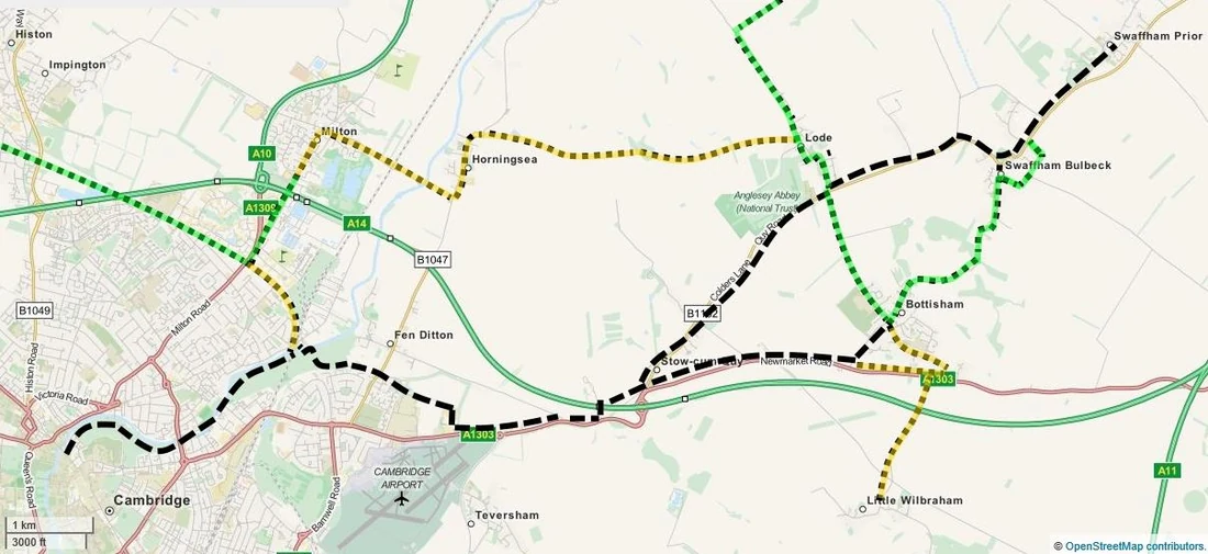 The 2016 review's map of the Bottisham Greenway corridor