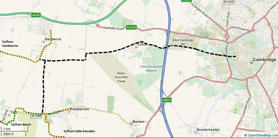 The 2016 review's map of the Comberton Greenway corridor