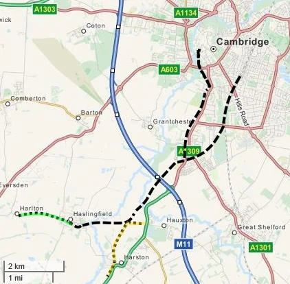 The 2016 review's map of the Haslingfield Greenway corridor