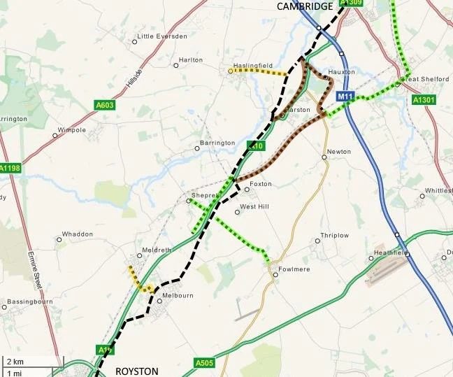 The 2016 review's map of the Melbourn Greenway corridor