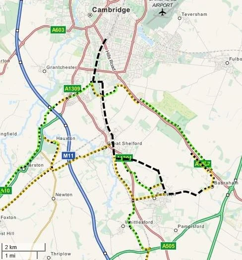The 2016 review's map of the Sawston Greenway corridor