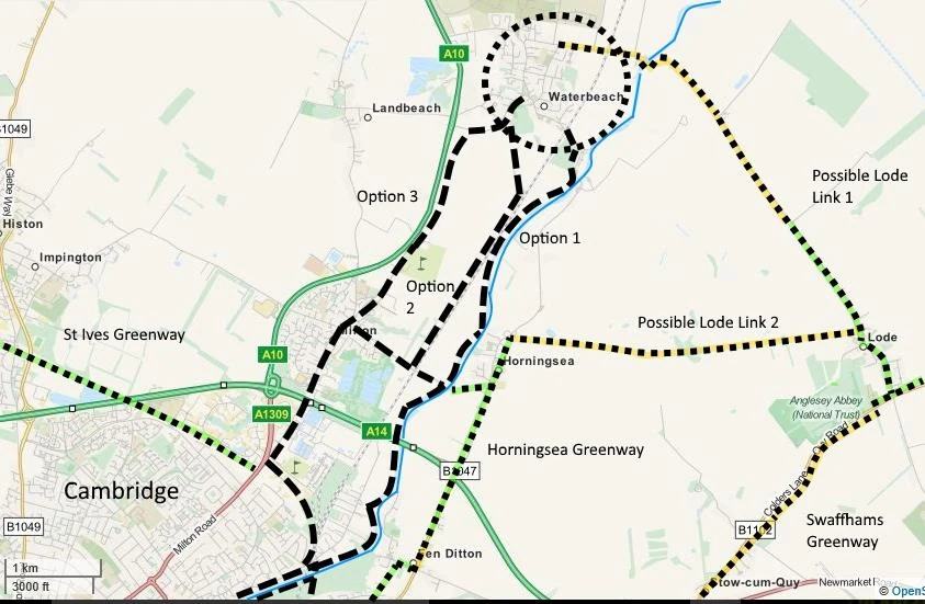 The 2016 review's map of the Waterbeach Greenway corridor